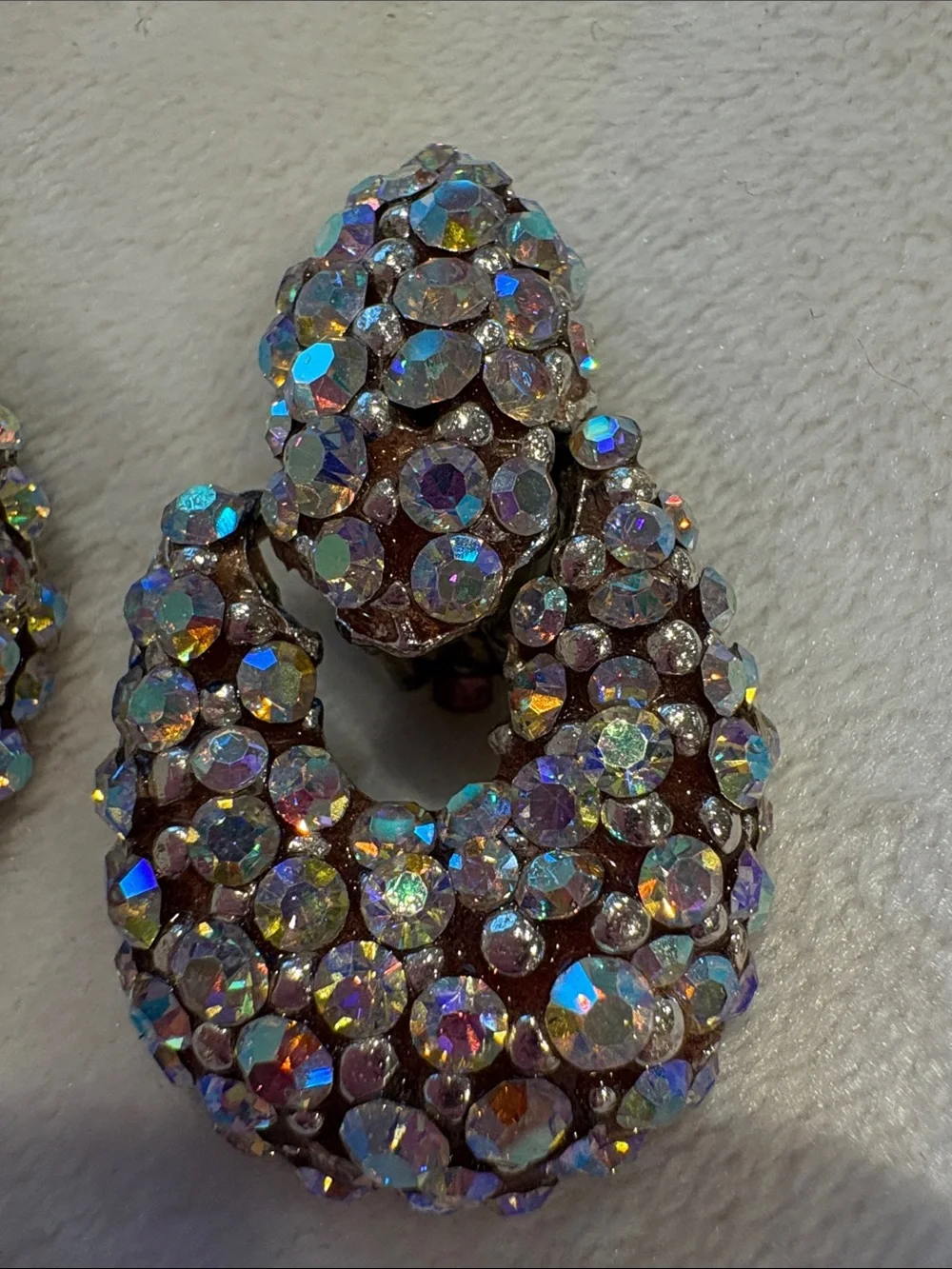 Vintage Erica Courtney AB Crystal clip Earrings Comfort fit New